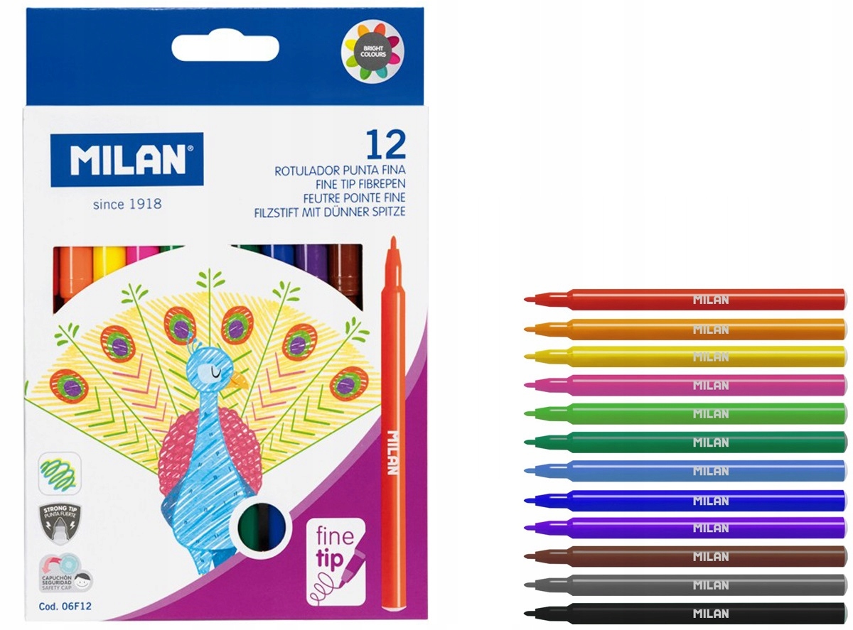 FLAMASTRY Z CIENKĄ KOŃCÓWKĄ 12 KOL. 0754