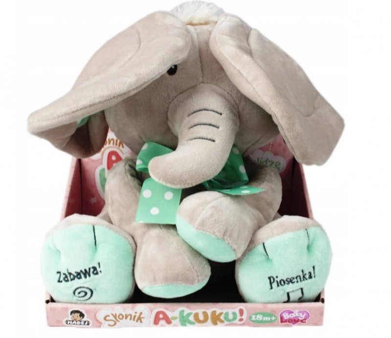 SŁONIK A KUKU BEŻOWO-MIĘTOWY 24CM 6508