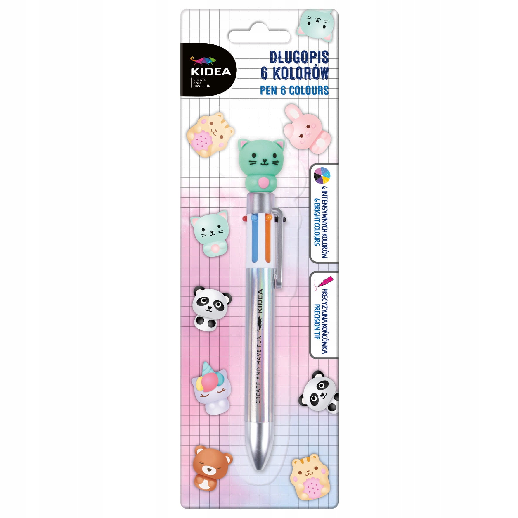 DŁUGOPIS Z FIGURKĄ A 6 KOLORÓW KIDEA 8828
