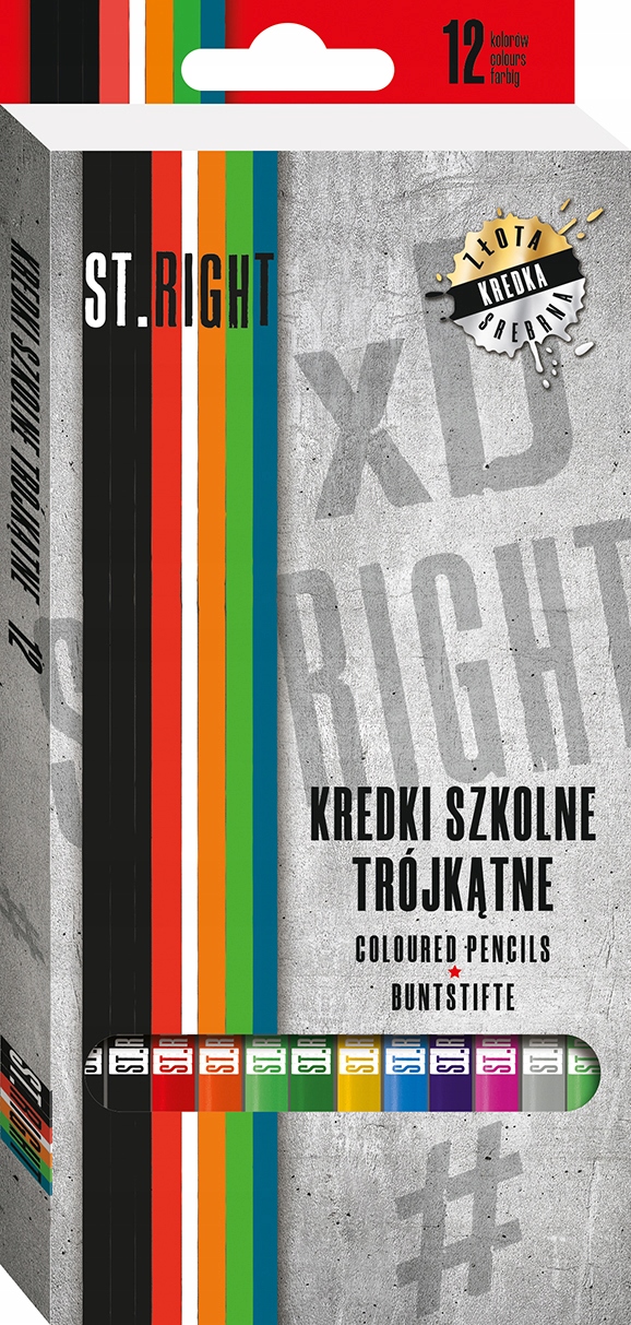 Kredki 12Kol. 18Cm Pudełko St. Right 3317