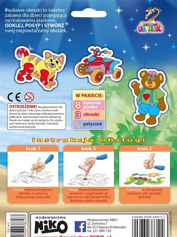 Piaskowe obrazki -Pakiet 2 (miś, kotek, quad) 6124