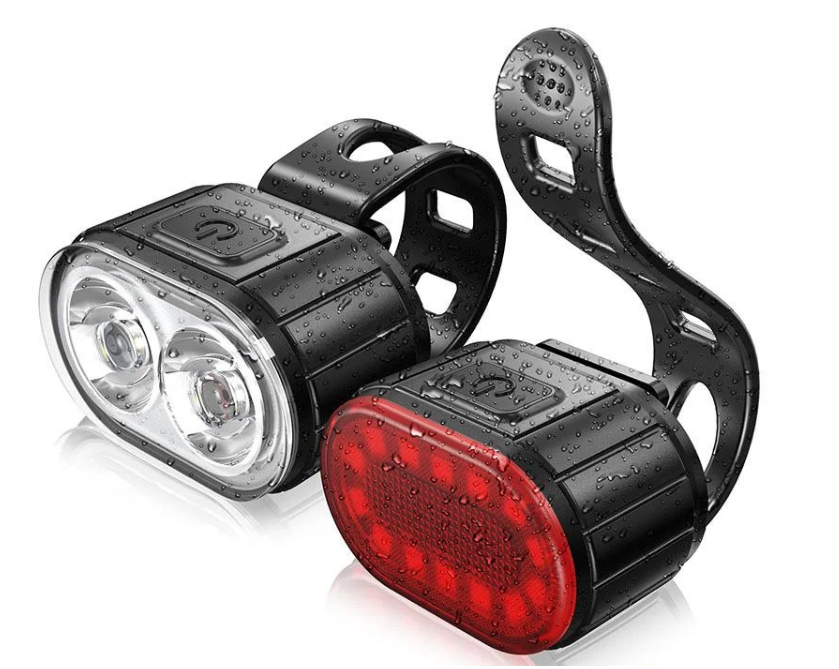 LAMPKA ROWEROWA PRZÓD I TYŁ NA KIEROWNICĘ MOCNA LED USB ŚWIATŁO AKUMULATOR