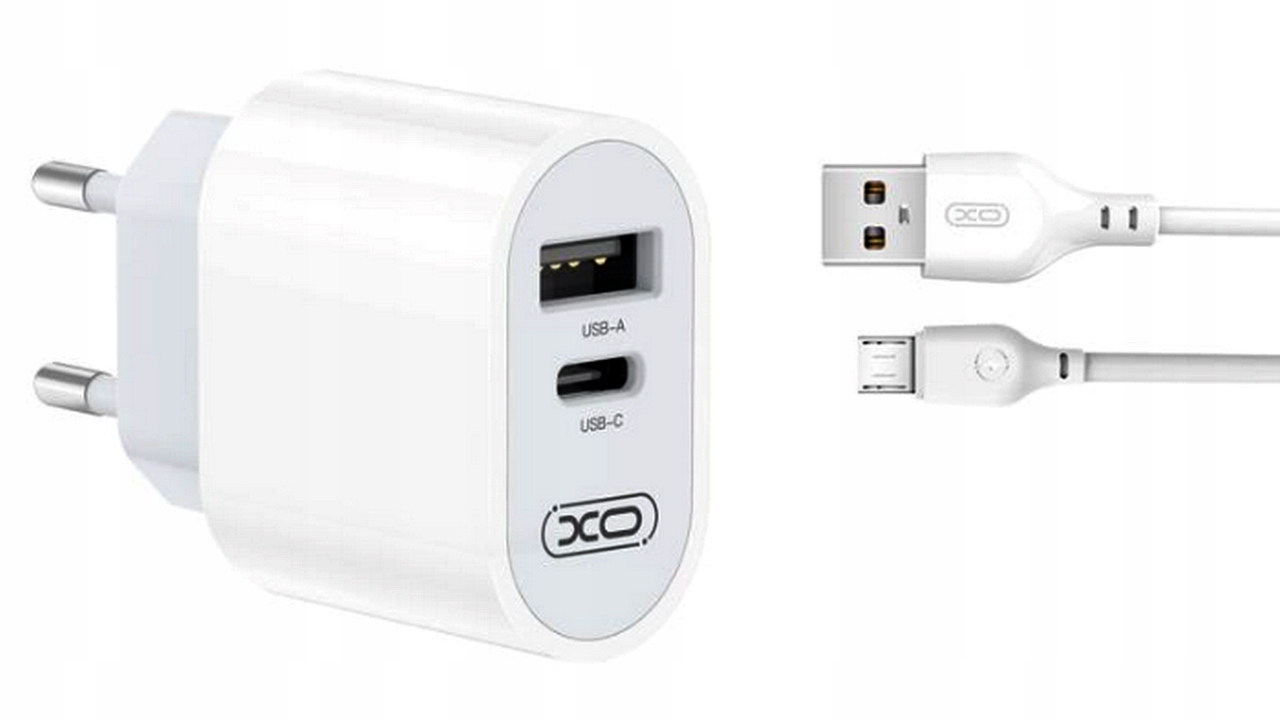 Ładowarka Sieciowa USB + USB TYP C XO L97 Kabel