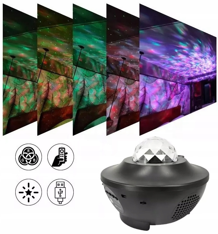 PROJEKTOR GWIAZD RZUTNIK NIEBA LAMPKA NOCNA LED GŁOŚNIK BLUETOOTH + PILOT