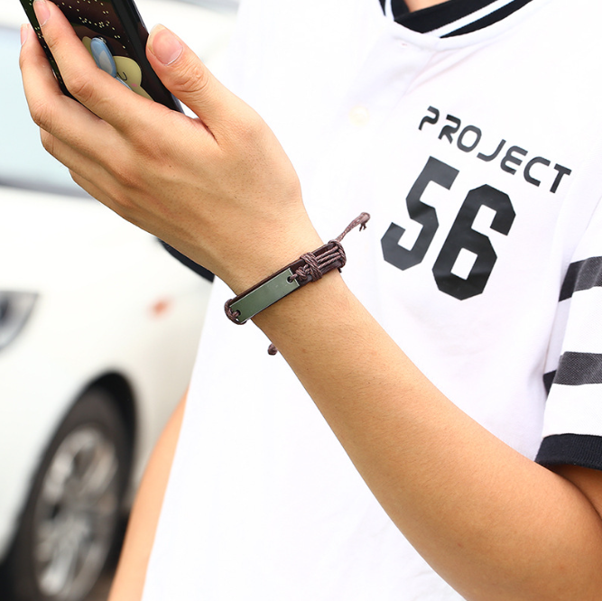 Bransoletka Męska Czarna Blaszka