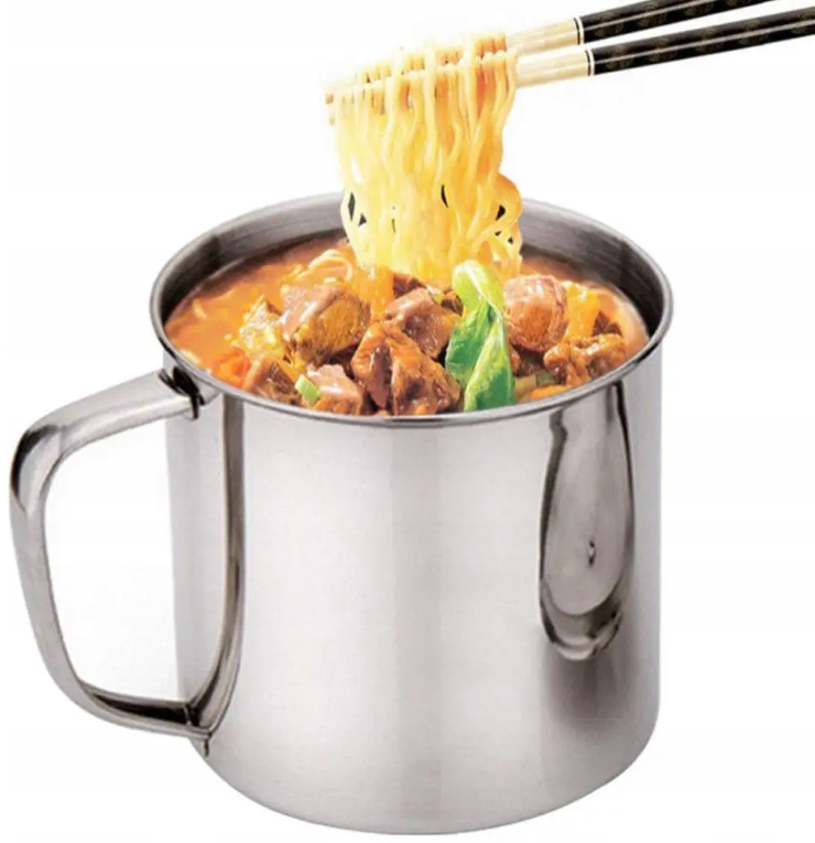 KUBEK STALOWY TURYSTYCZNY NA BIWAK KEMPINKG 1.3 L Z UCHEM