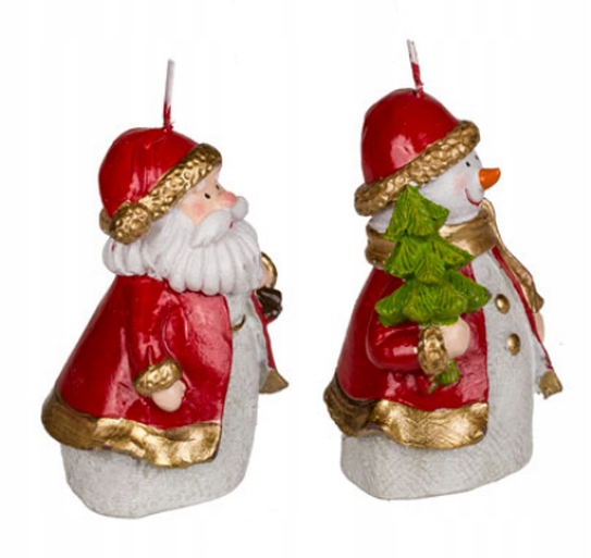 Świeczki Świece Bezzapachowe Świeca Mikołaj + Bałwanek Zestaw Świąteczny