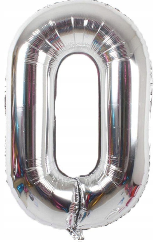 Balon Foliowy Na Urodziny Przyjęcie Wielka Srebrna Cyfra 0 80cm Dekoracja
