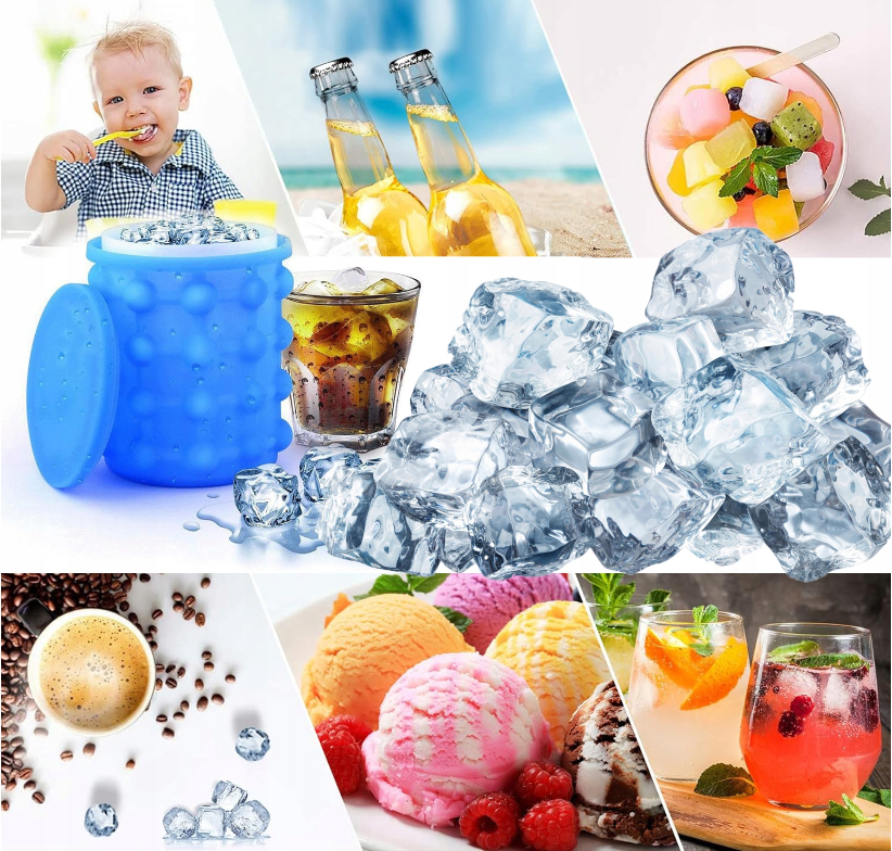 WIADERKO NA LÓD POJEMNIK NA KOSTKI LODU FORMA DO KOSTEK LODU 2w1 XXL COOLER