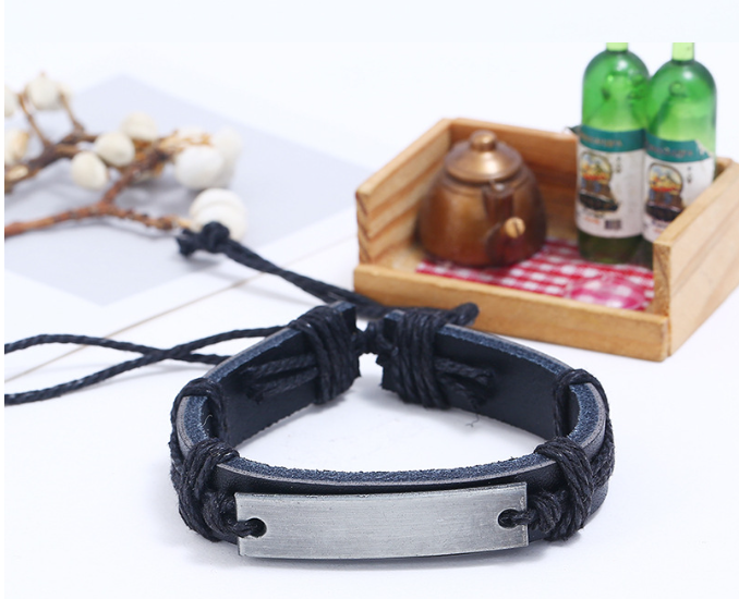 Bransoletka Męska Czarna Blaszka