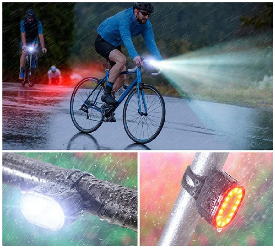 LAMPKA ROWEROWA PRZÓD I TYŁ NA KIEROWNICĘ MOCNA LED USB ŚWIATŁO AKUMULATOR