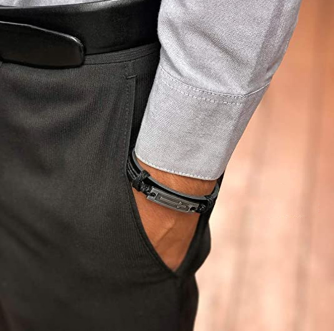 Bransoletka Męska Krzyż 17x1cm Brąz