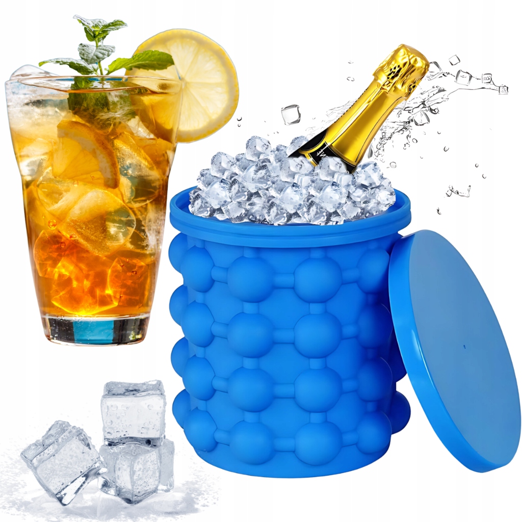 WIADERKO NA LÓD POJEMNIK NA KOSTKI LODU FORMA DO KOSTEK LODU 2w1 XXL COOLER