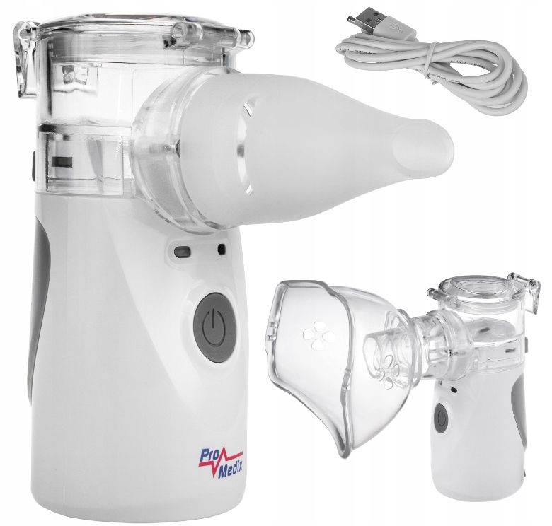 PRZENOŚNY CICHY INHALATOR NEBULIZATOR DLA DZIECI DOROSŁYCH 2 MASKI PROMEDIX