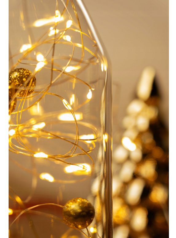 LAMPKI DRUCIKI 100 LED NA BATERIE BIAŁE CIEPŁE 10M