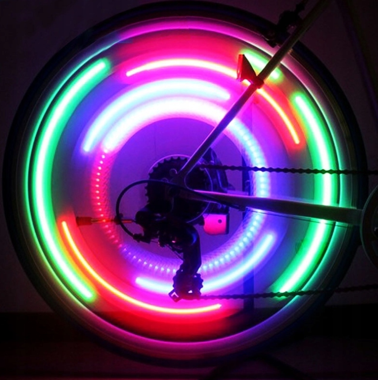NEON ROWEROWY NA SZPRYCHY NAKŁADKI NA ROWER LAMPKI LED RGB MULTIKOLOR 1x
