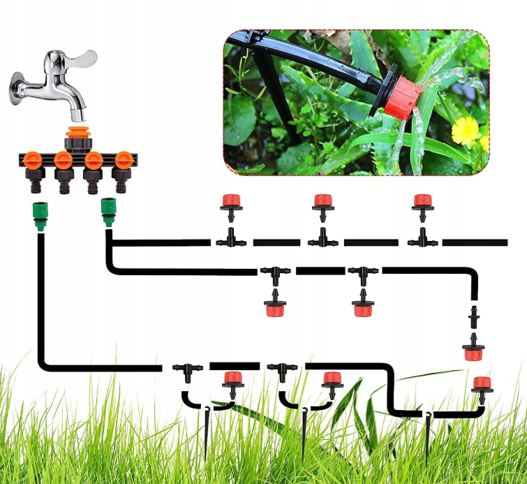 SYSTEM NAWADNIAJĄCY 25M ZESTAW DO NAWADNIANIA DO TRAWNIKÓW OGRODU ZRASZACZ