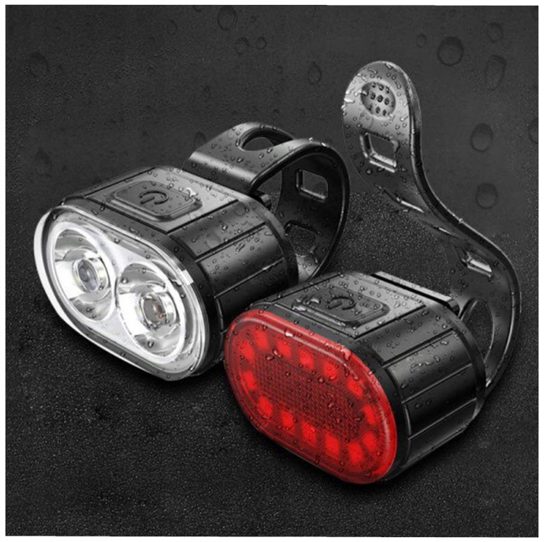 LAMPKA ROWEROWA PRZÓD I TYŁ NA KIEROWNICĘ MOCNA LED USB ŚWIATŁO AKUMULATOR