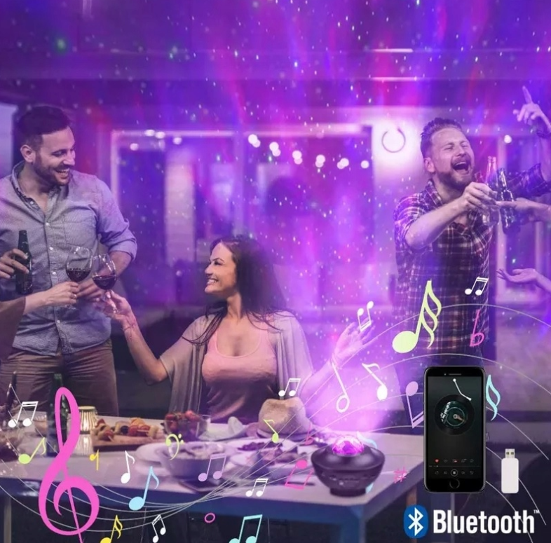 PROJEKTOR GWIAZD RZUTNIK NIEBA LAMPKA NOCNA LED GŁOŚNIK BLUETOOTH + PILOT