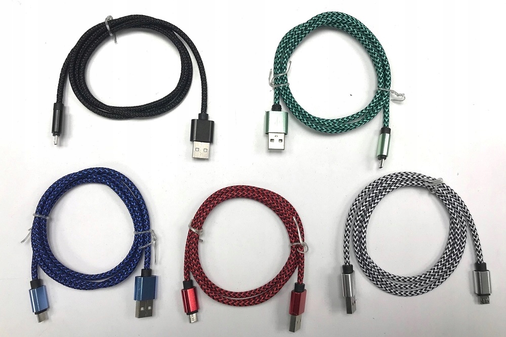 Kabel Przewód Pleciony Ładowarka Micro USB 2m Sznurek Oplot Zielony Mocny