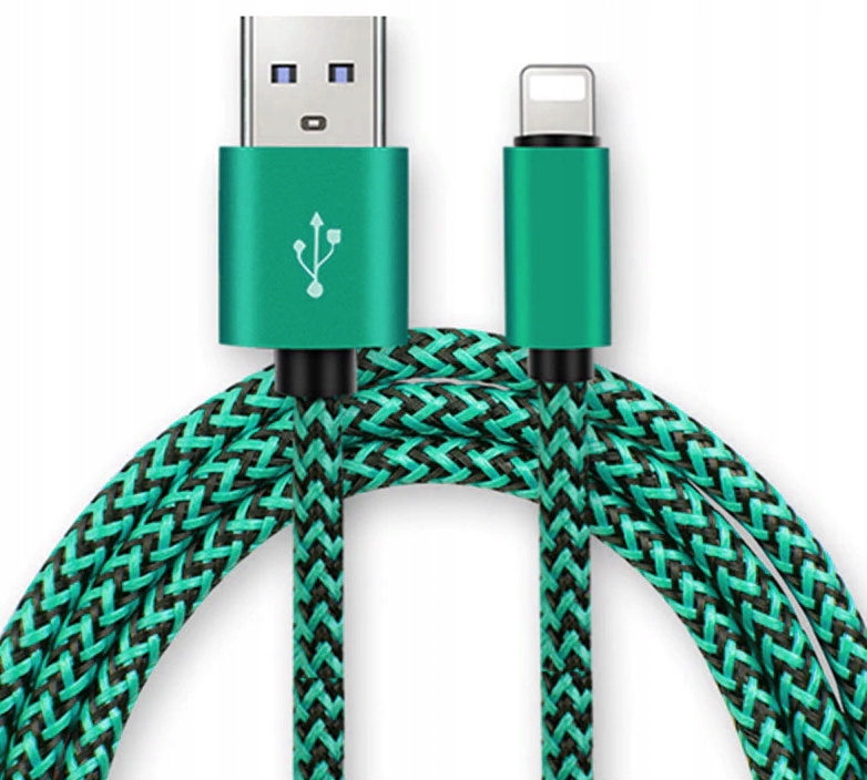 Kabel Przewód Pleciony Ładowarka Micro USB 2m Sznurek Oplot Zielony Mocny