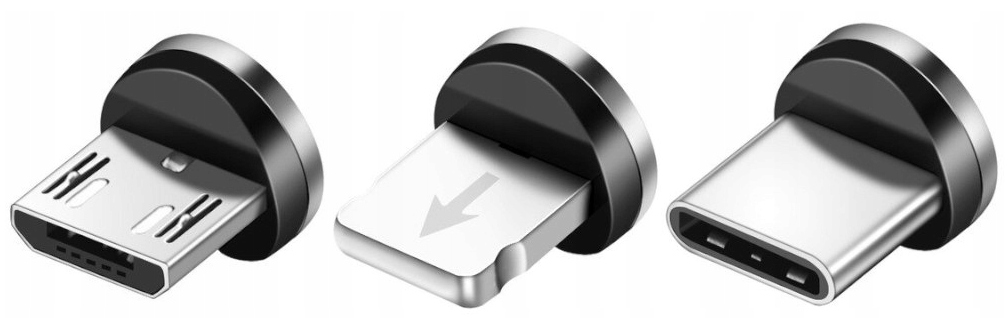 Mocny Kabel Magnetyczny Przewód USB-C Micro USB Lightning 3w1 Ładowarka 1M
