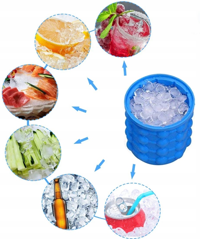 WIADERKO NA LÓD POJEMNIK NA KOSTKI LODU FORMA DO KOSTEK LODU 2w1 XXL COOLER