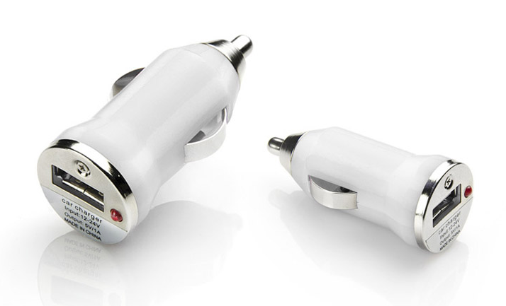 Mała Ładowarka samochodowa USB  Biała