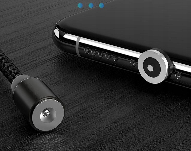 Mocny Kabel Magnetyczny Przewód USB-C Micro USB Lightning 3w1 Ładowarka 1M