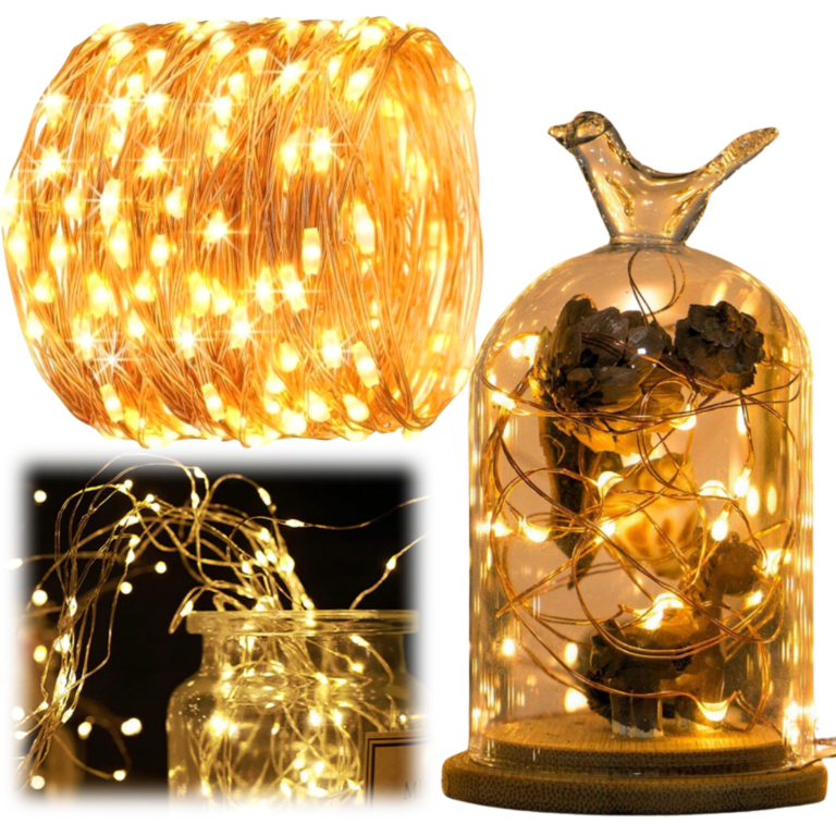 LAMPKI DRUCIKI 100 LED NA BATERIE BIAŁE CIEPŁE 10M