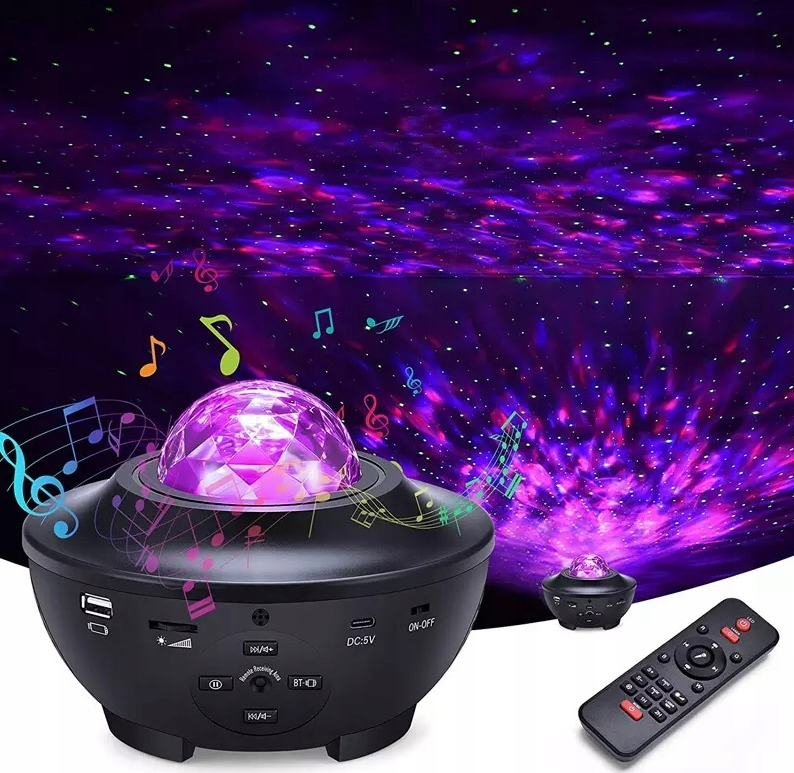 PROJEKTOR GWIAZD RZUTNIK NIEBA LAMPKA NOCNA LED GŁOŚNIK BLUETOOTH + PILOT