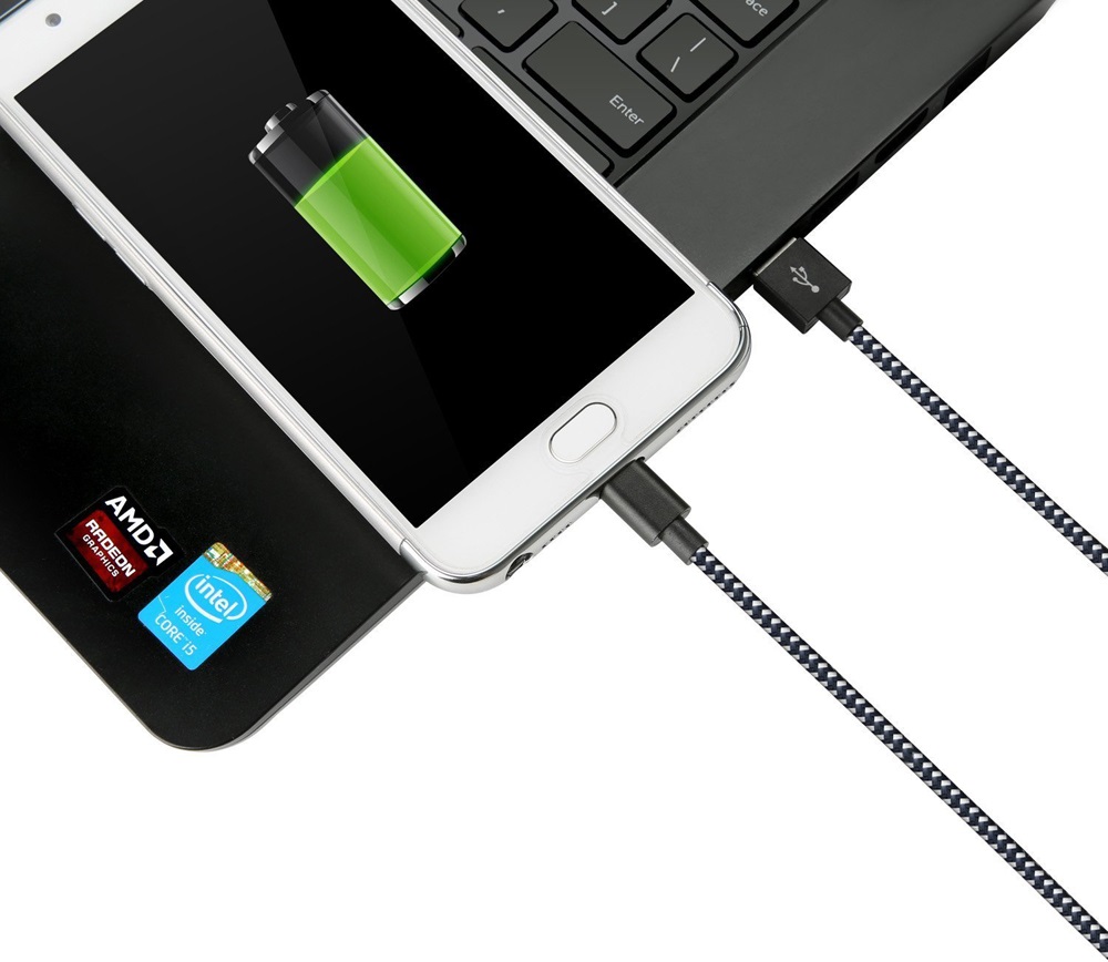 Kabel Pleciony Nylon USB-C Typ C 1m Oplot Sznurkowy Do Szybkiego Ładowania