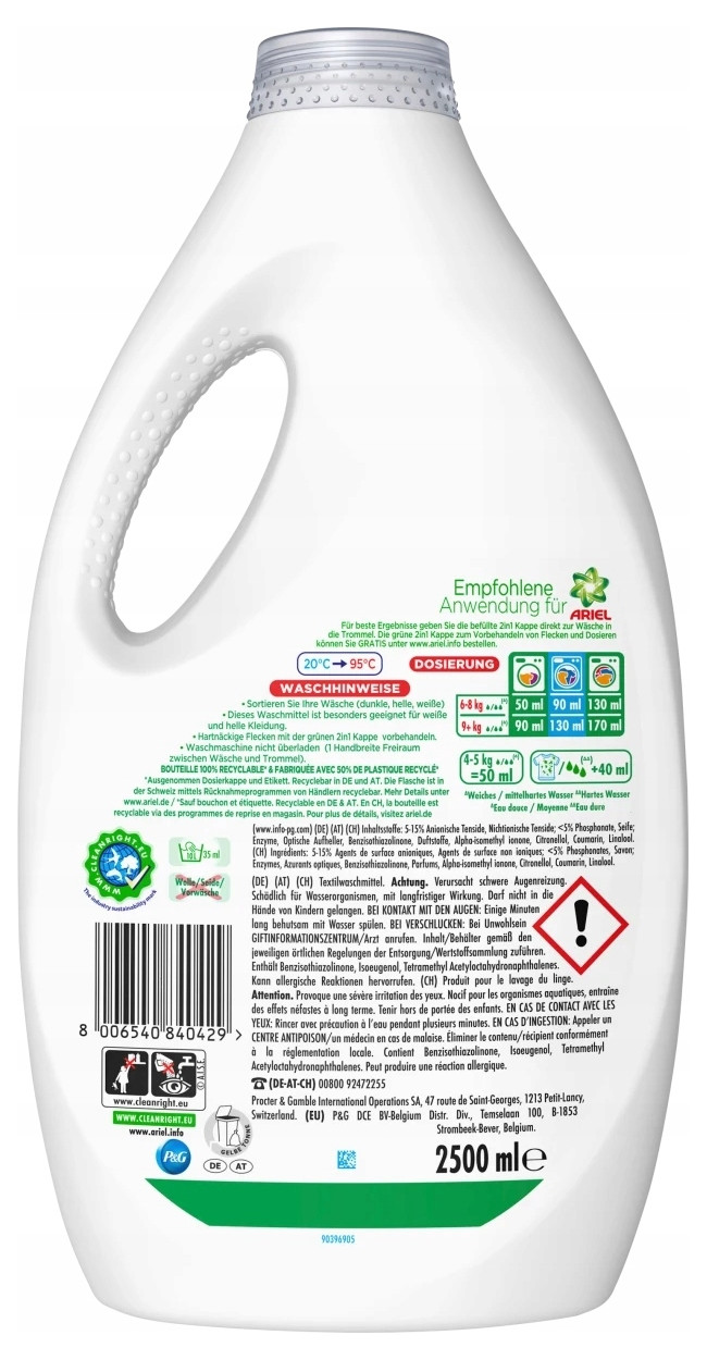 żel do prania ariel universal+ do białego 50 prań 2,5l