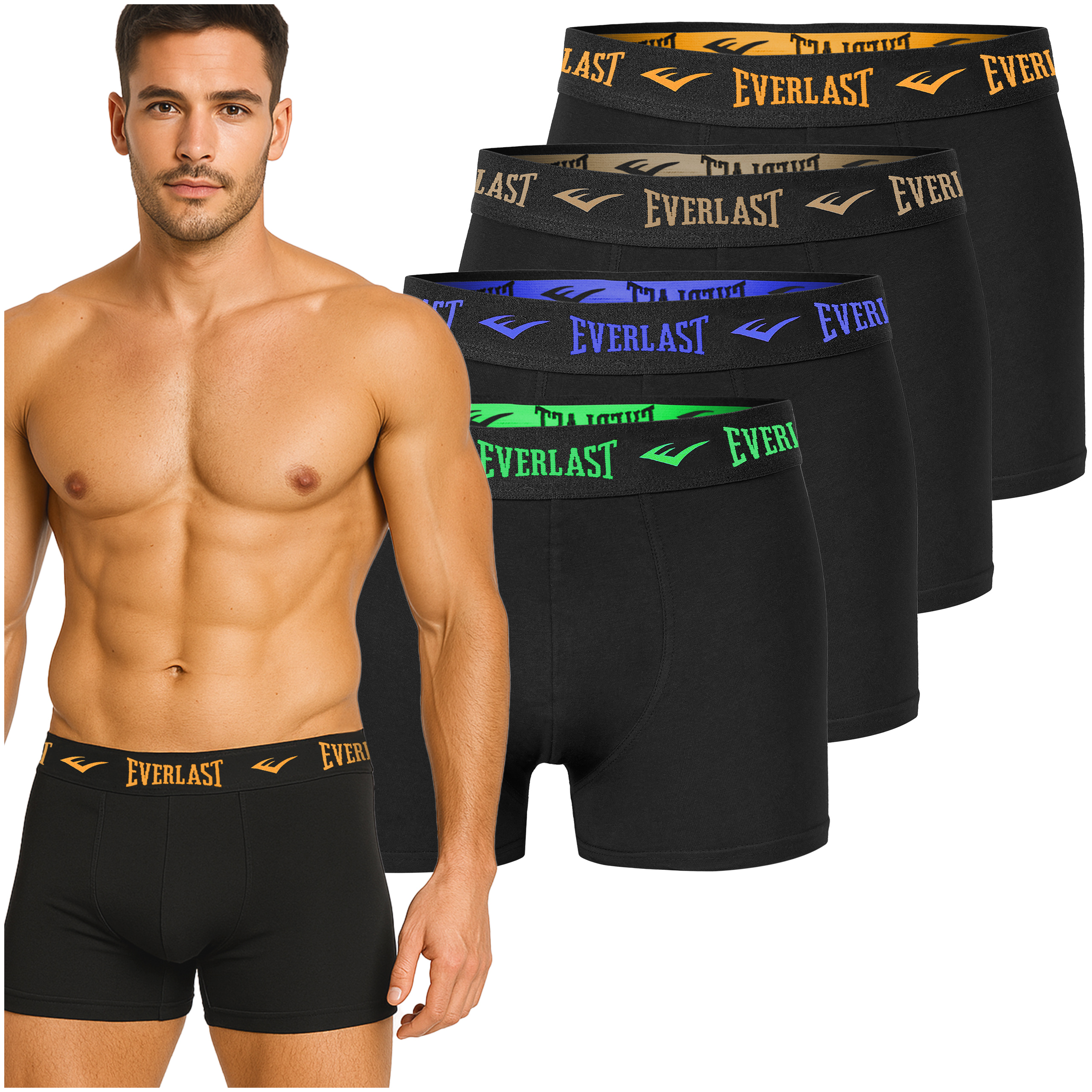EVERLAST kalsonger herr boxershorts 4-pack bomull stretch svart XL