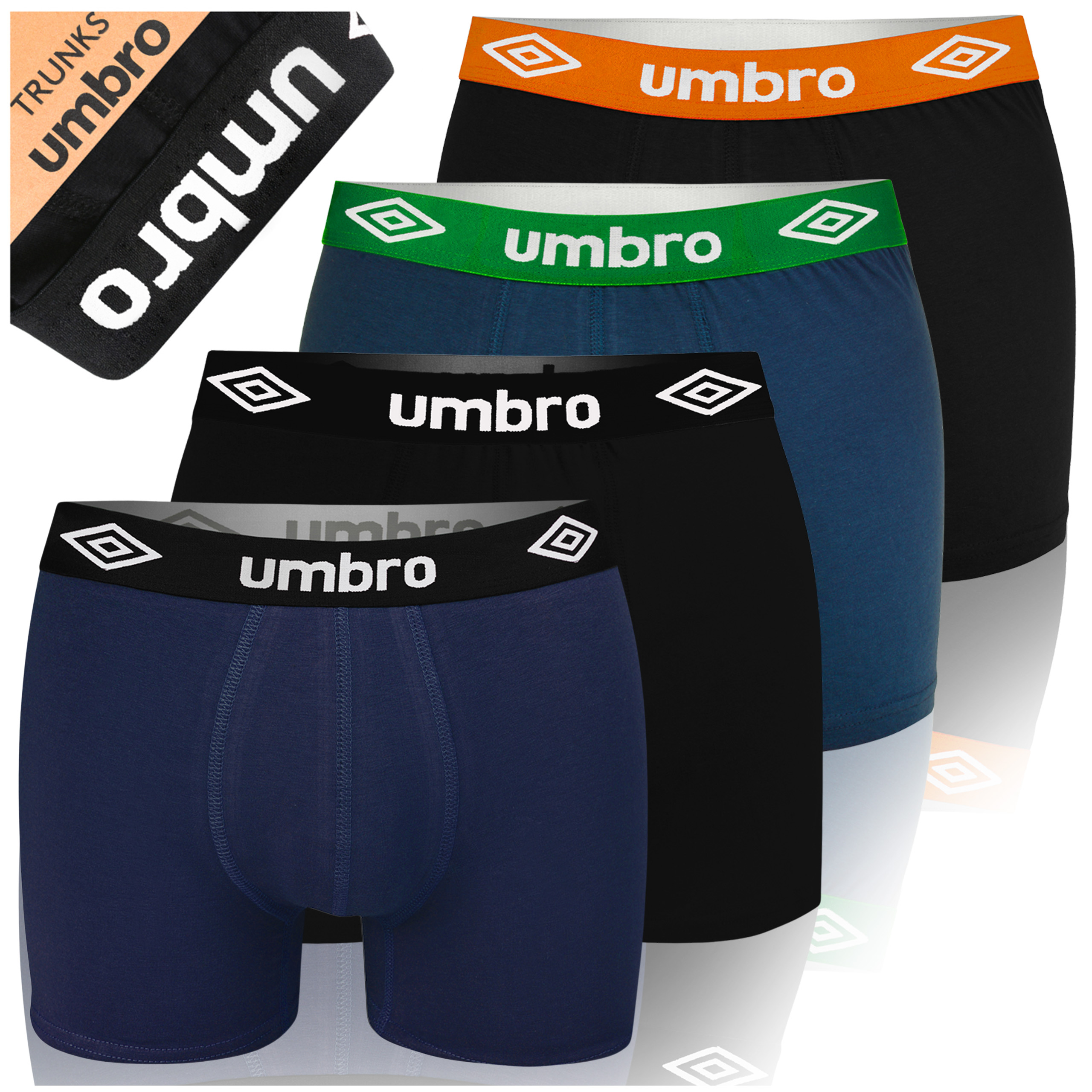UMBRO underkläder boxershorts herr, 4 pack bomull stretch färgmix M