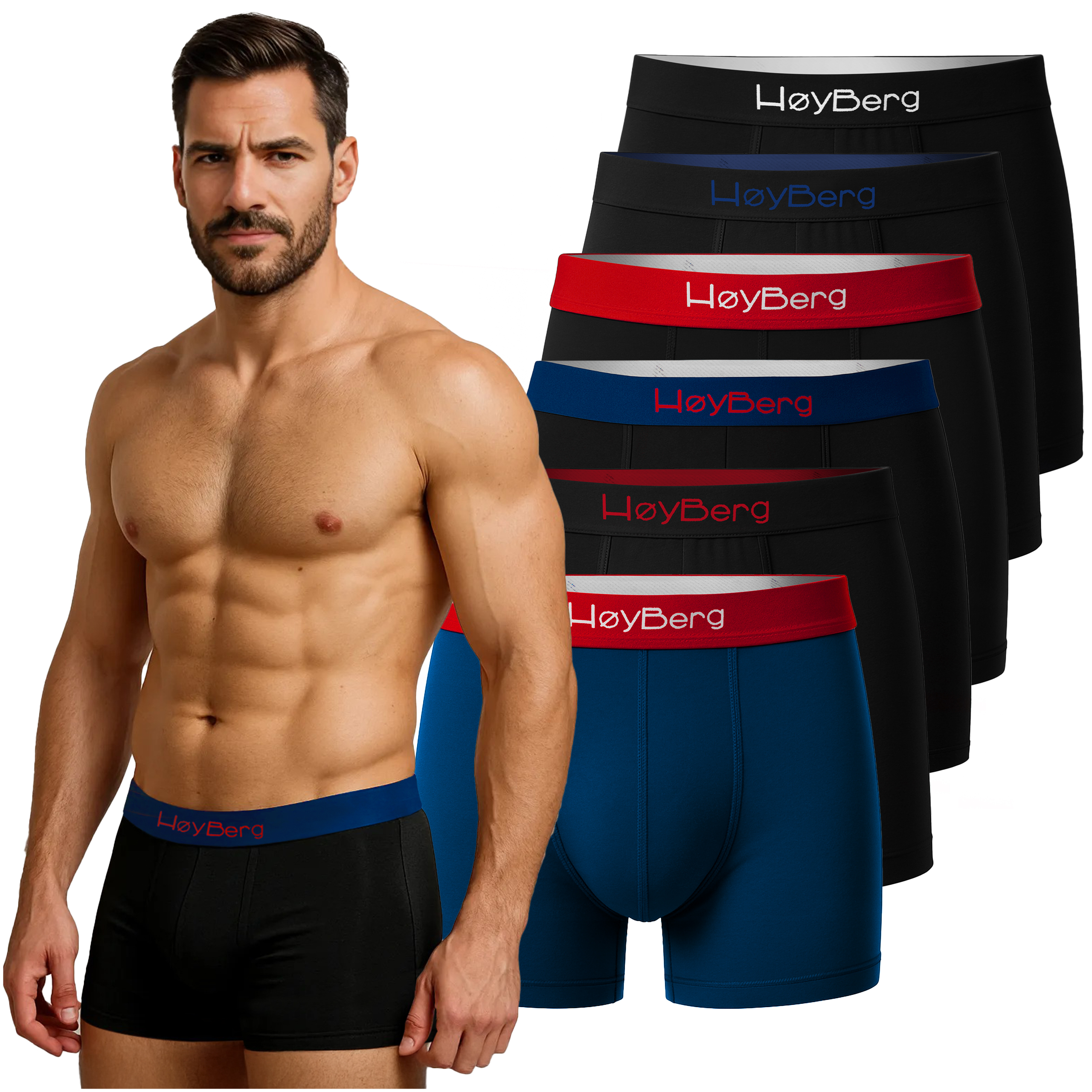 HøyBerg herr boxershorts 6 pack, bomull stretch, Scandinavian style XL