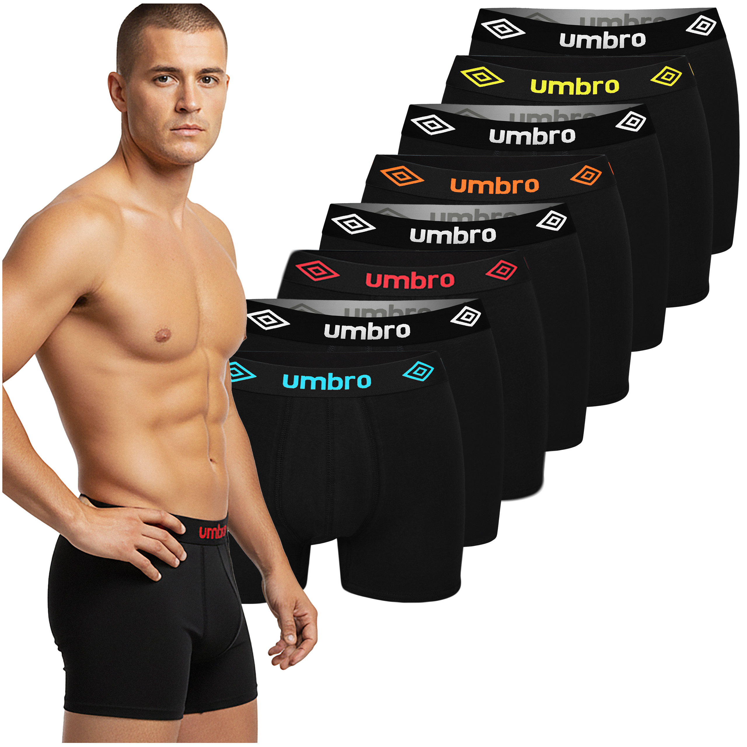 UMBRO underkläder boxershorts herr, 8 pack bomull stretch svart XL