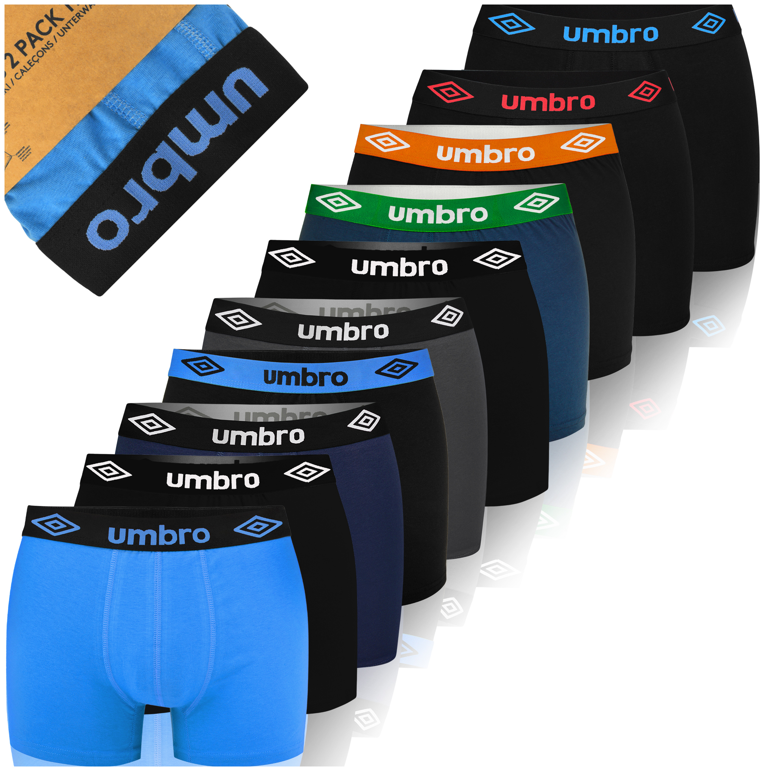 UMBRO underkläder boxershorts herr, 10 pack bomull stretch färgmix M