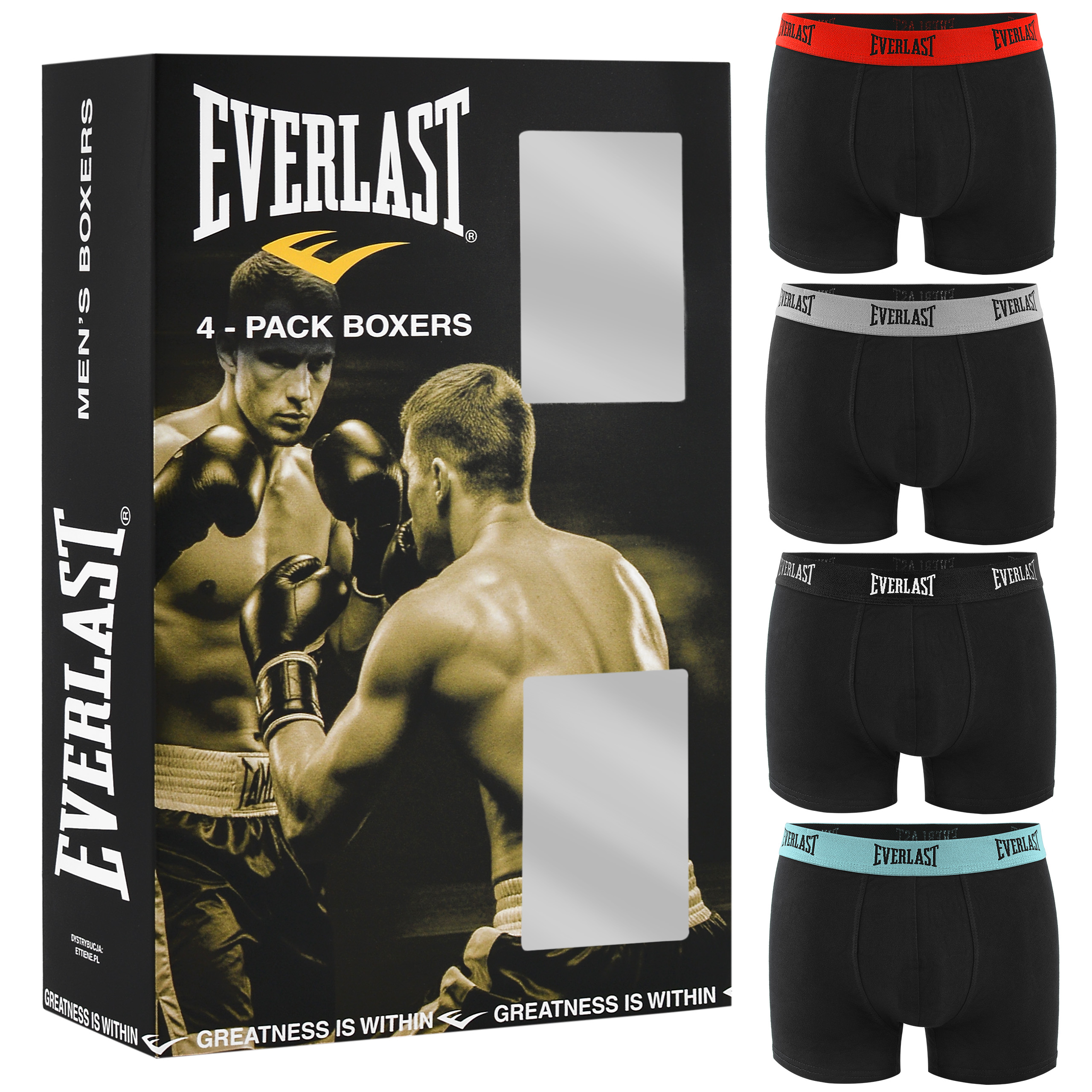 EVERLAST underbukser herre boxershorts, 4 pak bomuld stretch farvemix XL