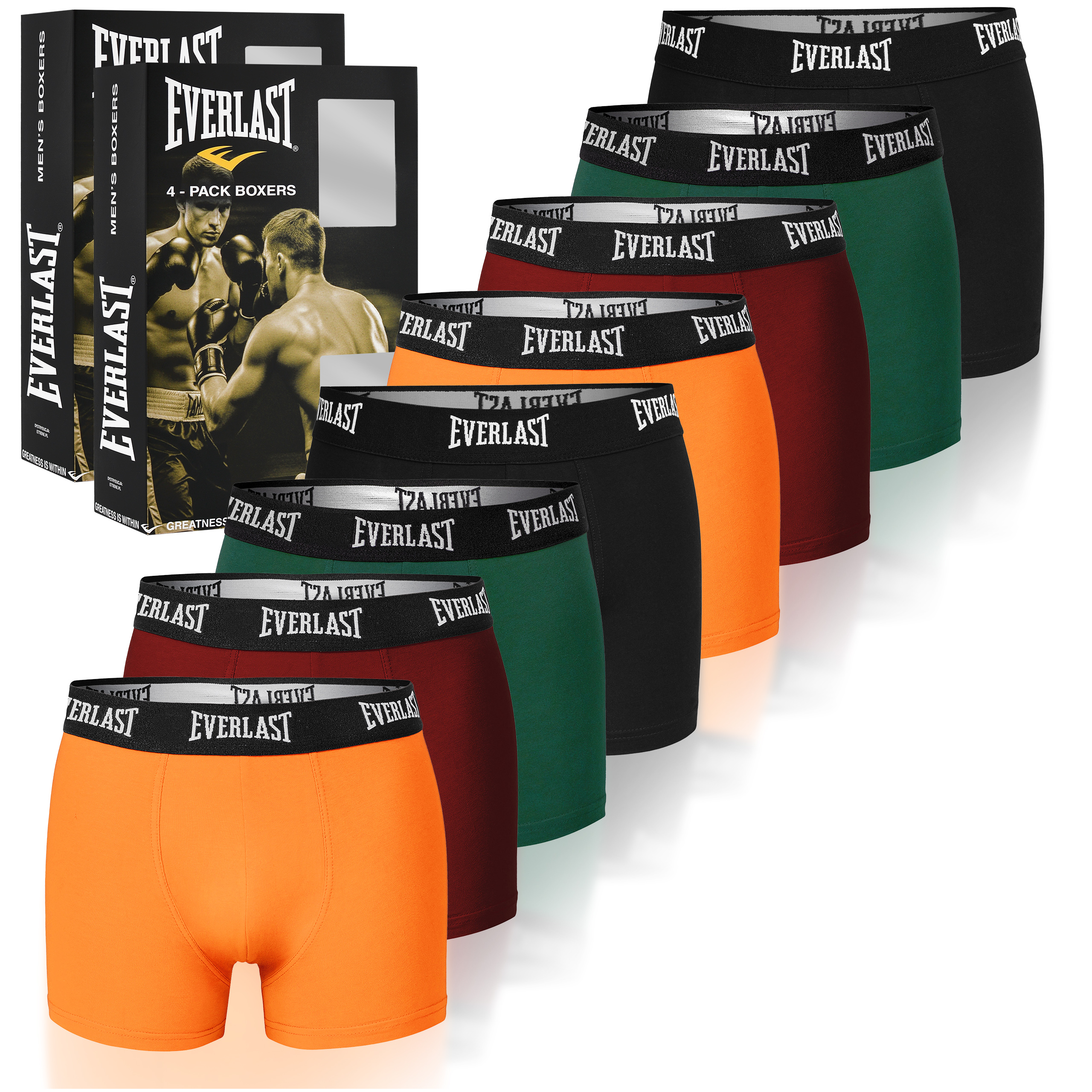 EVERLAST underbukser herre boxershorts 8-pak bomuld stretch farvemix XL