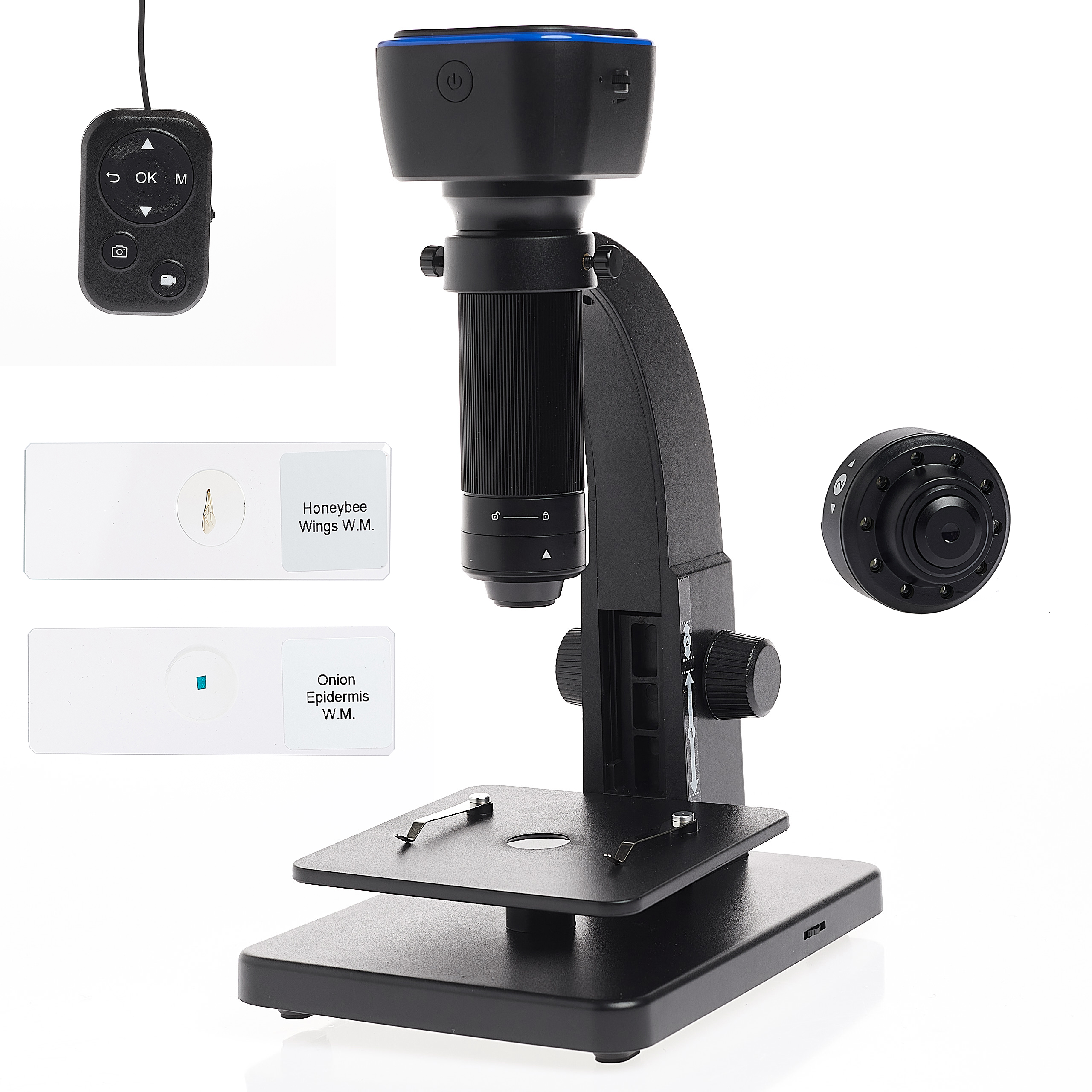 Svart biologiskt mikroskop med 5mp Wifi-kamera