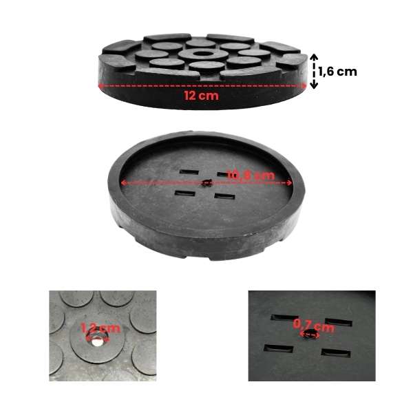 Guma podnośnika 12cm z jednym otworem - wymiary elementu