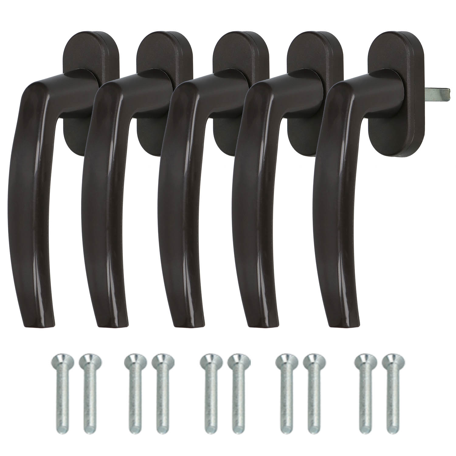 KOTARBAU® Fönsterhandtag för balkongdörrar och fönster brun 35 mm 5-pack