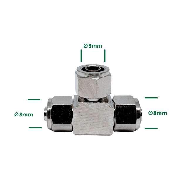 Trójnik metalowy 3x8mm – widok produktu