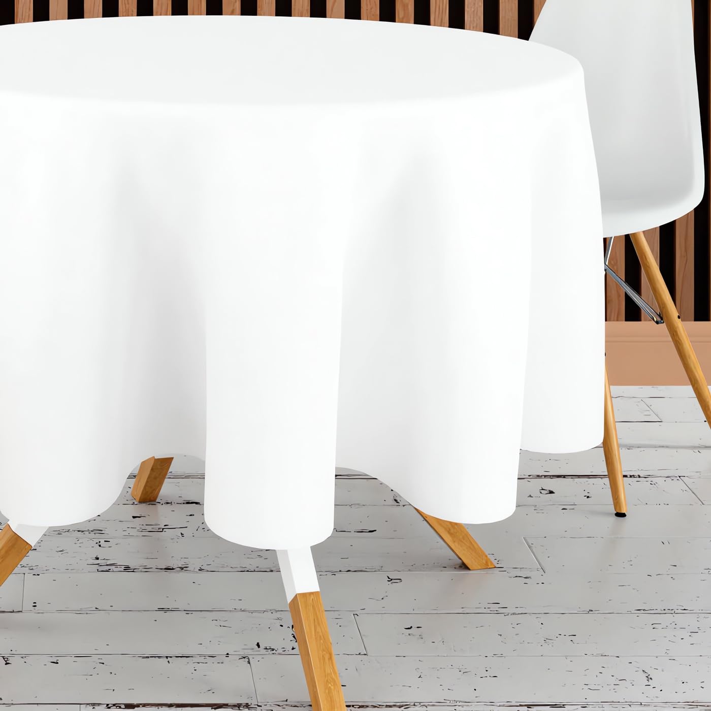 Fleckabweisende Tischdecke rund 160 cm Weiß