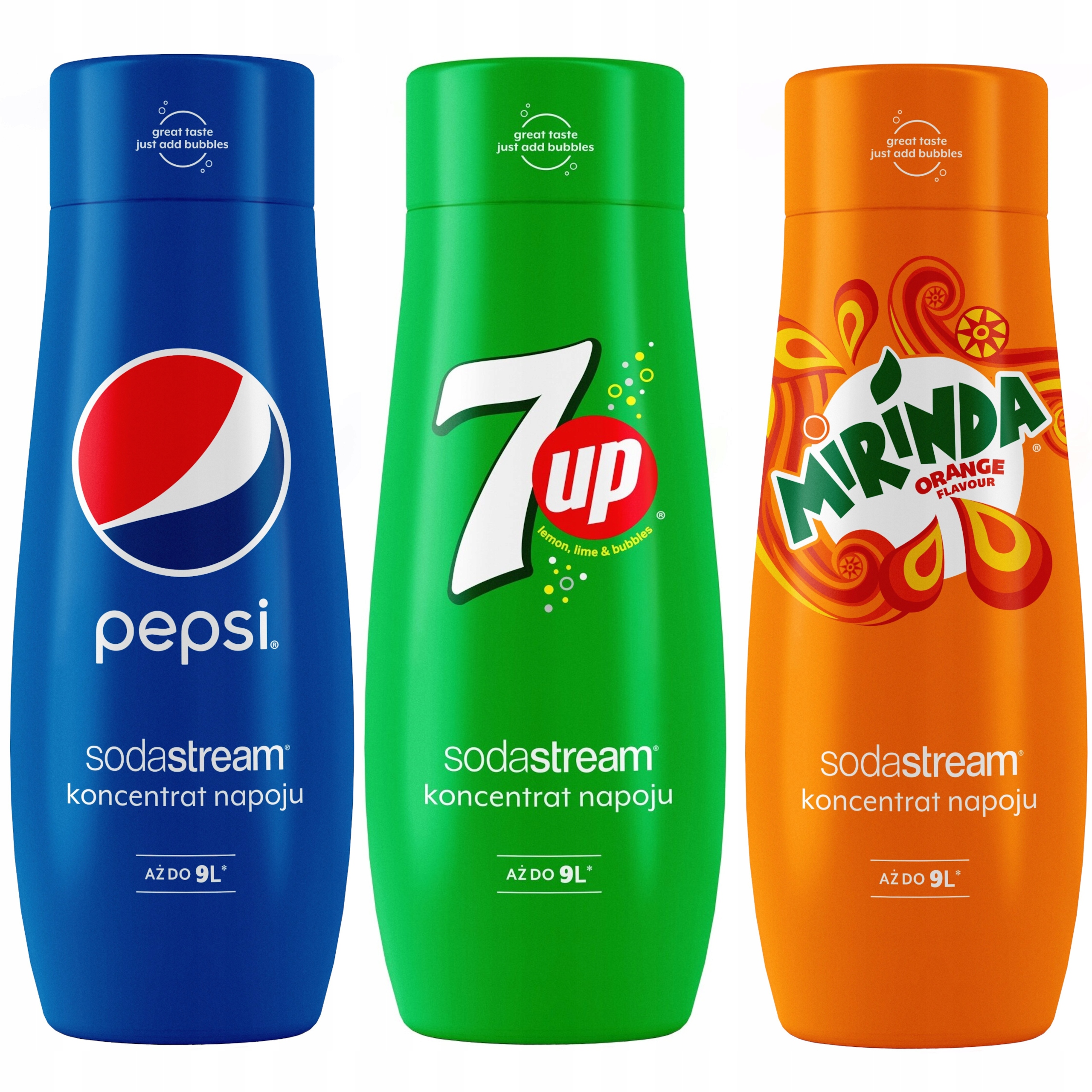 Set med 3 SodaStream Pepsi+7UP+Mirinda-koncentrat