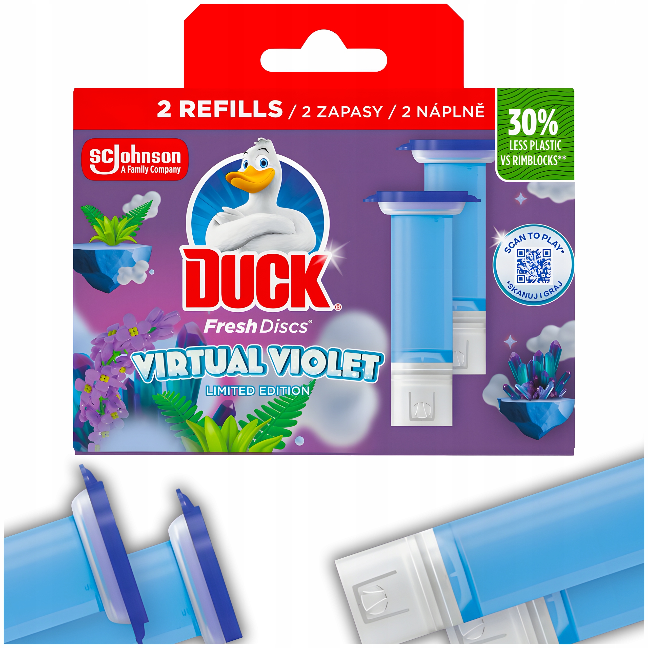 Odorizant de toaleta Duck Fresh Discs Virtual Violet, 2 x 36ml