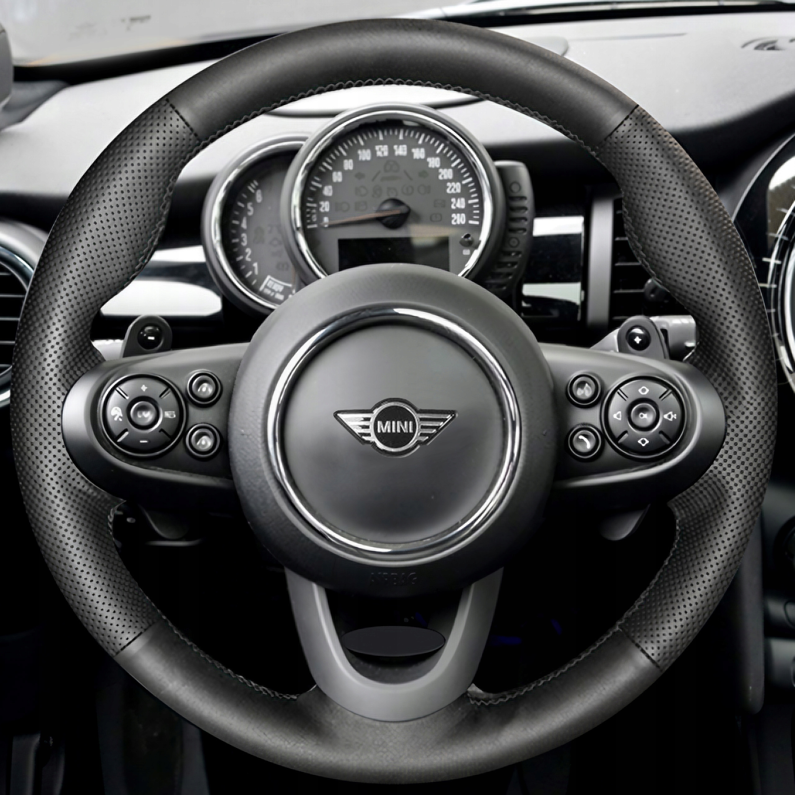 Alfanxi Coprivolante In Alcantara Cucito A Mano Per Mini Clubman F54, Hatchback F55/F56, Convertible F57, Countryman F60 (2021-2023) - Colore Base Con Strumenti Di Installazione