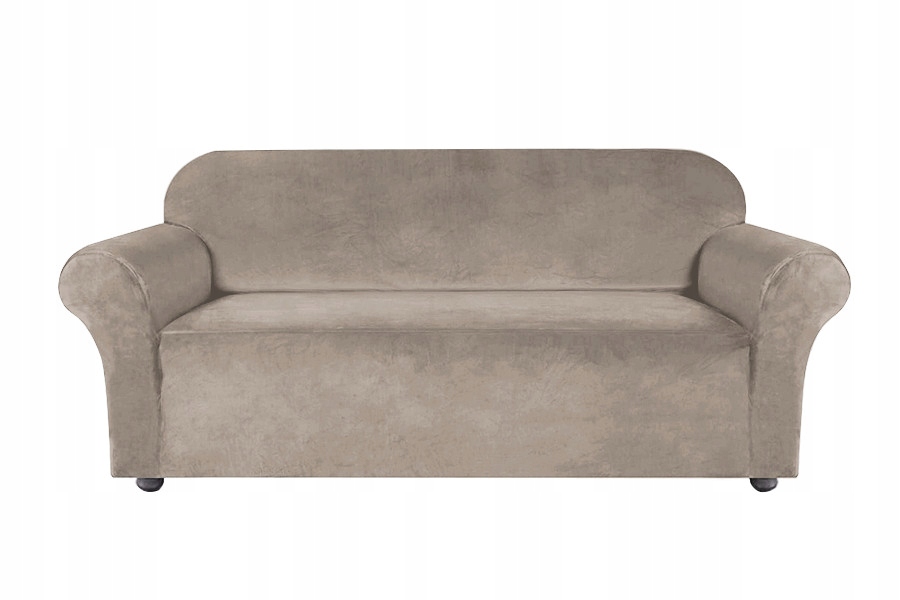 BEIGE cappuccino samettinen sohvanpäällinen 3 hengelle [22Z3]
