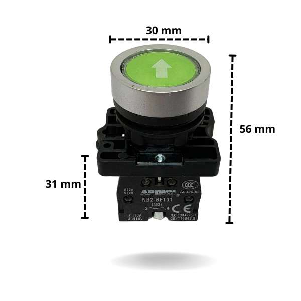 Przycisk podnośnika zielony ze strzałką góra-dół